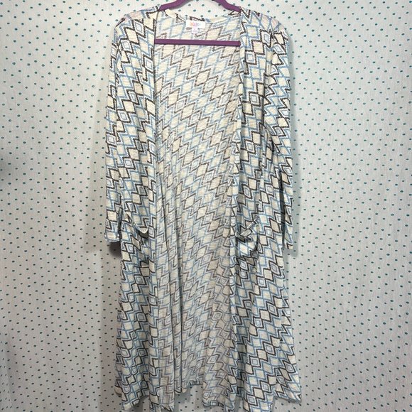 LulaRoe Geometric Multi-Colored Lightweight Duster Cardigan w/ Pockets - Picture 1 of 6